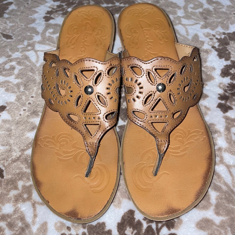 Clarks Cork Wedge Slides Sandals Flip Flops